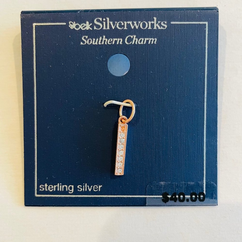 Belk Silverworks Southern Charm, Pave, Sterling Silver Bar Charm